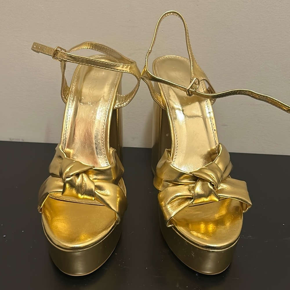 Gold platform shoes